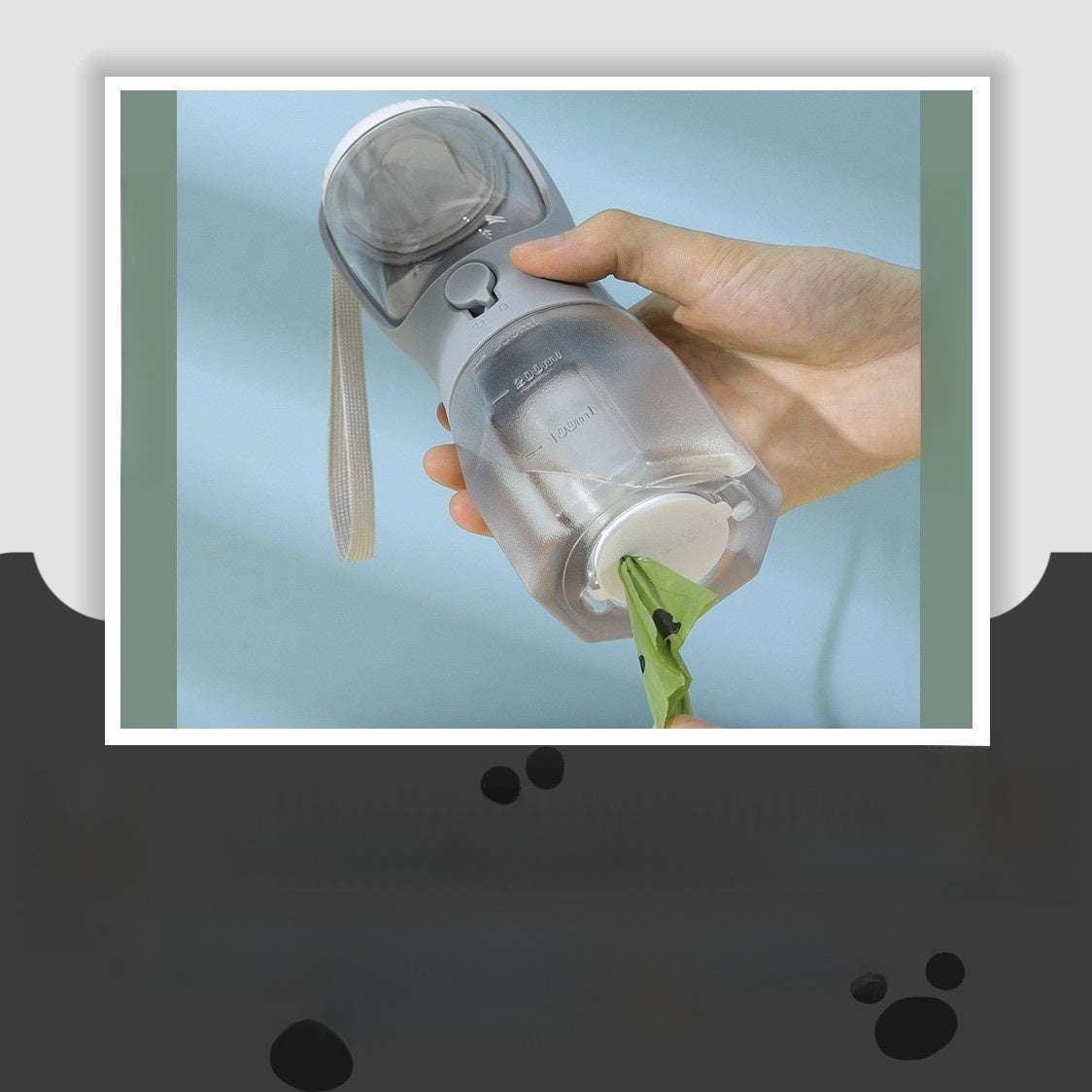 3-in-1 Portable Dog Water Bottle: Leak-Proof Travel Flask with Integrated Treat Compartment & Waste Bag Dispenser