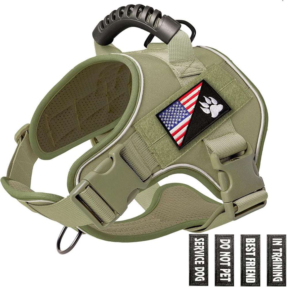 Tactical No-Pull Dog Harness with Handle & Premium Leash Set - Adjustable Heavy-Duty Military K9 Training Vest with Velcro Patches