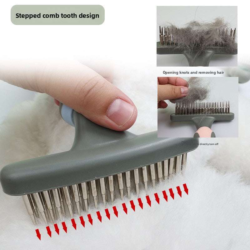 Professional Double-Row Pet Undercoat Rake Pain-Free Deshedding Tool for Dogs & Cats
