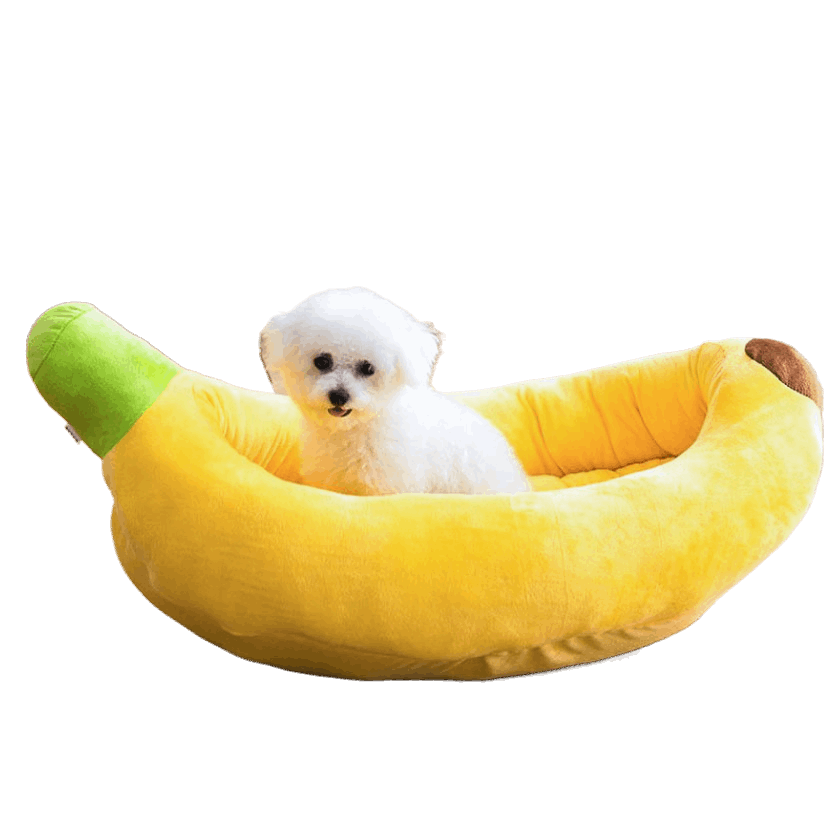 Cozy Banana Pet Bed - Breathable Crystal Velvet Sofa for Cats & Dogs
