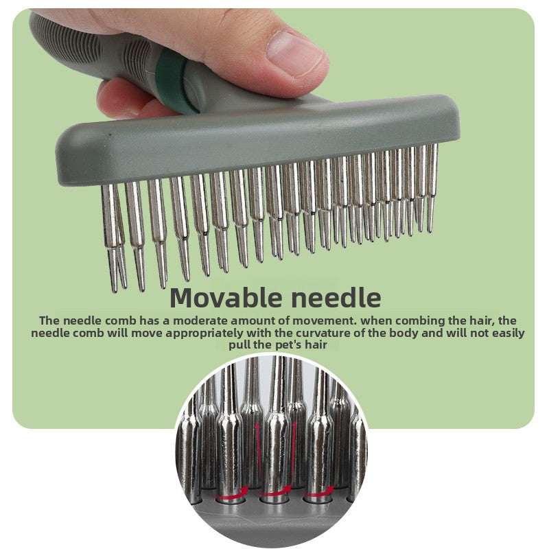 Professional Double-Row Pet Undercoat Rake Pain-Free Deshedding Tool for Dogs & Cats