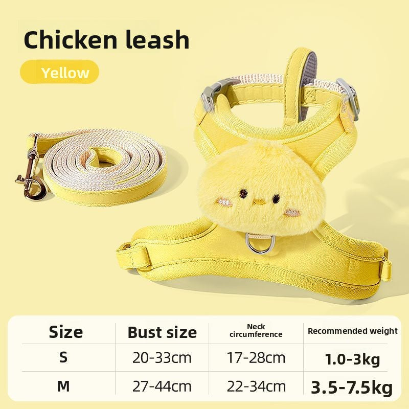 Kawaii Bear Plush Cat Walking Vest -Breathable Pastel Blue Traction Rope & Harness Set for Aesthetic Pet Adventures