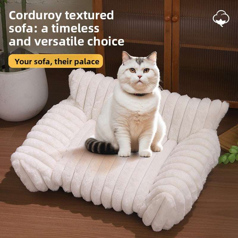 Luxury Rabbit Plush Pet Sofa Bed (75x55cm) - Ultra-Soft Faux Fur Calming Lounge with Orthopedic Bolsters & Non-Slip Base