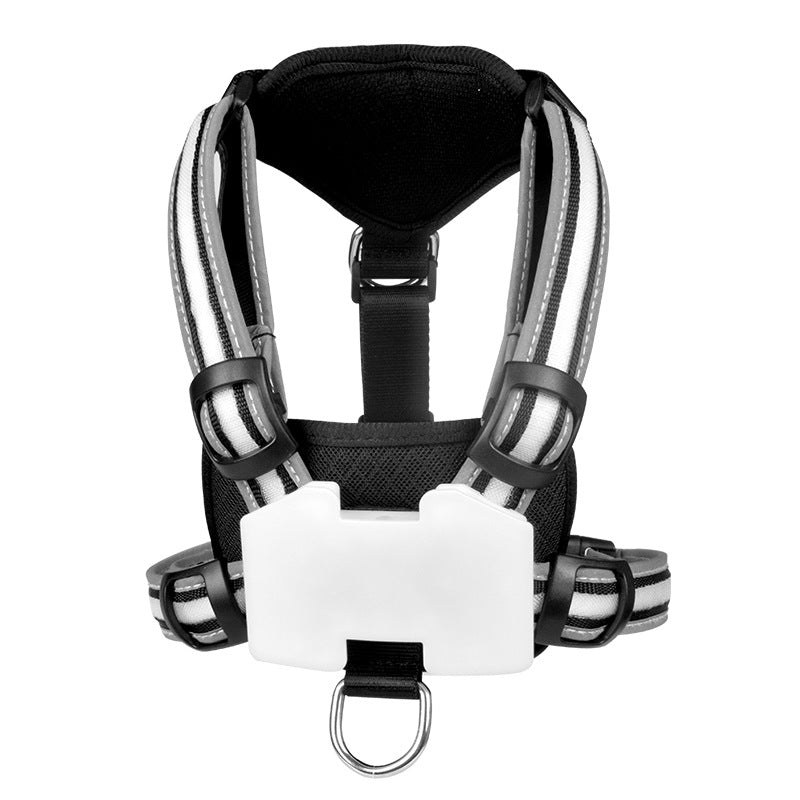 ChromaGlow 7-Color Changing LED Pet Harness - Multicolor USB Rechargeable Safety Vest with Leash