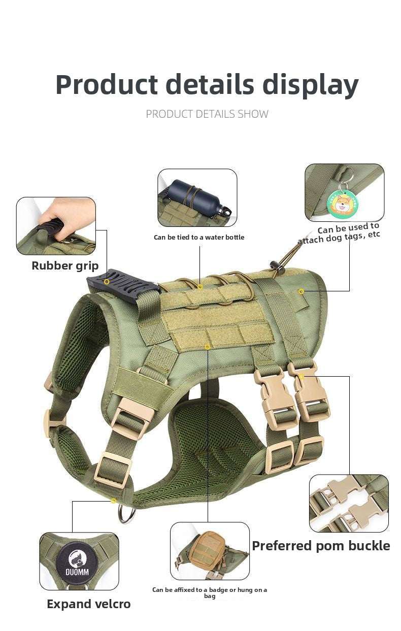Elite No-Pull Tactical Dog Harness - Heavy Duty Oxford K9 Vest for Medium to Large Dogs