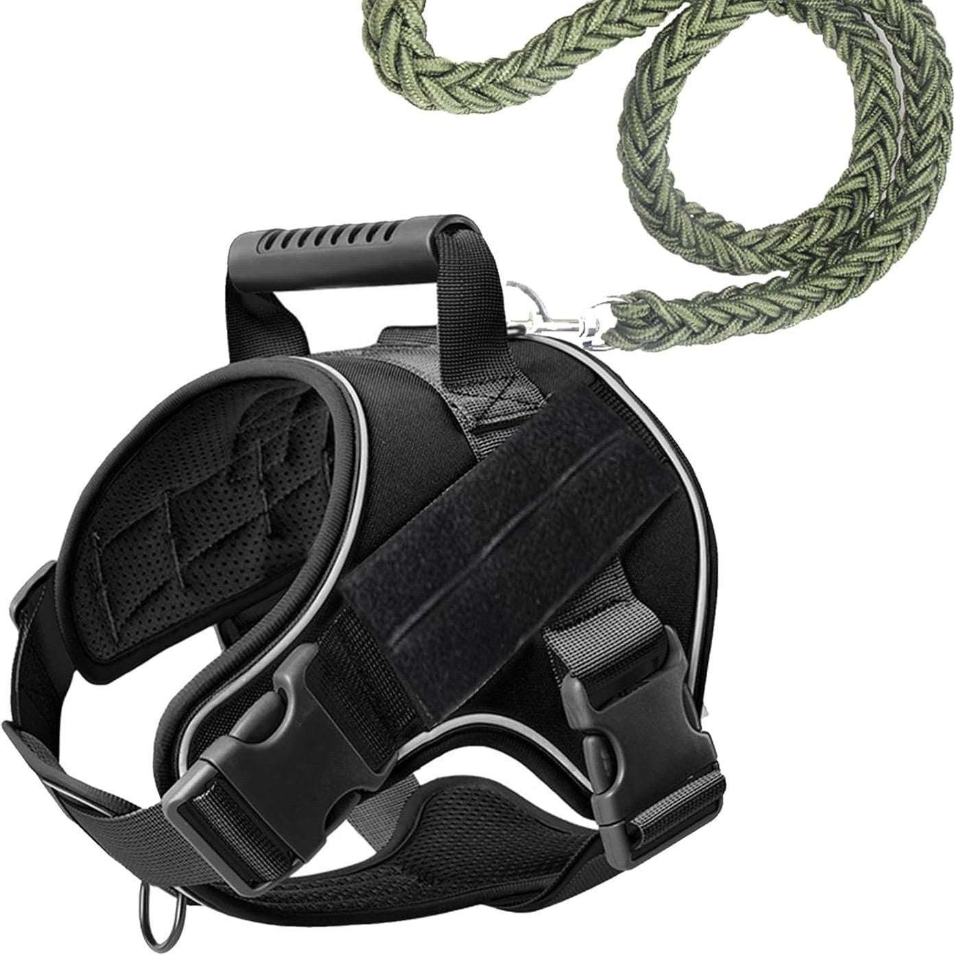 Tactical No-Pull Dog Harness with Handle & Premium Leash Set - Adjustable Heavy-Duty Military K9 Training Vest with Velcro Patches