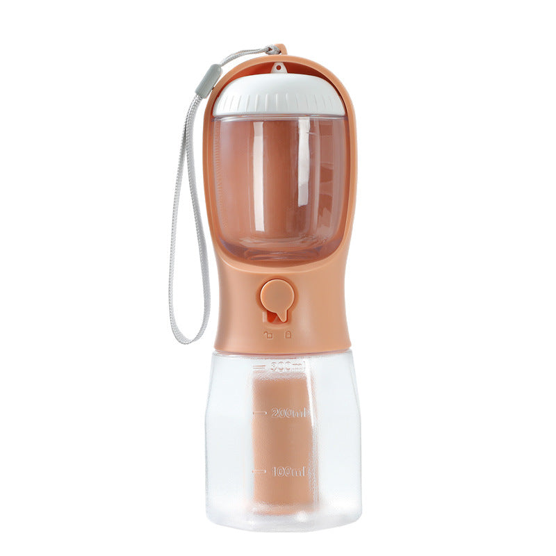 3-in-1 Portable Dog Water Bottle: Leak-Proof Travel Flask with Integrated Treat Compartment & Waste Bag Dispenser