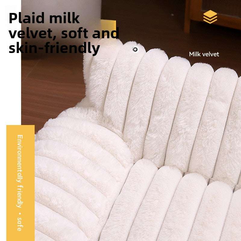 Luxury Rabbit Plush Pet Sofa Bed (75x55cm) - Ultra-Soft Faux Fur Calming Lounge with Orthopedic Bolsters & Non-Slip Base