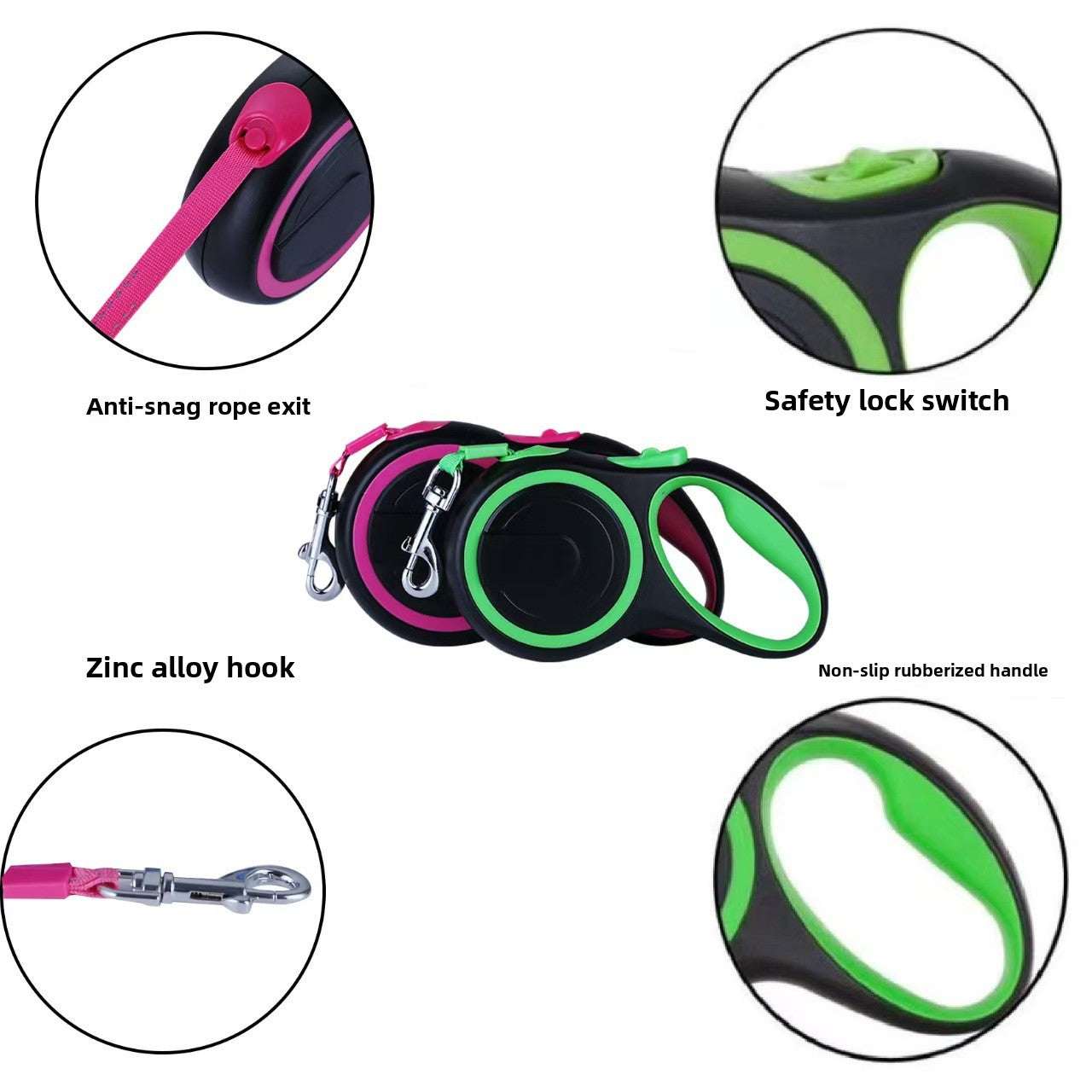 Heavy Duty Retractable Dog Leash black