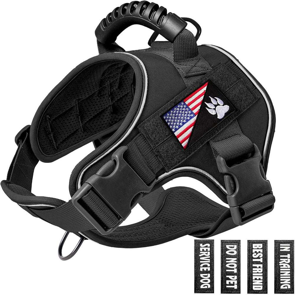 Tactical No-Pull Dog Harness with Handle & Premium Leash Set - Adjustable Heavy-Duty Military K9 Training Vest with Velcro Patches