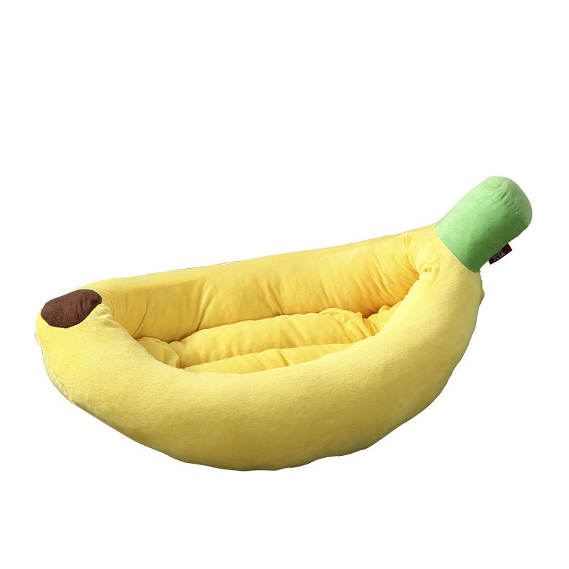 Cozy Banana Pet Bed - Breathable Crystal Velvet Sofa for Cats & Dogs